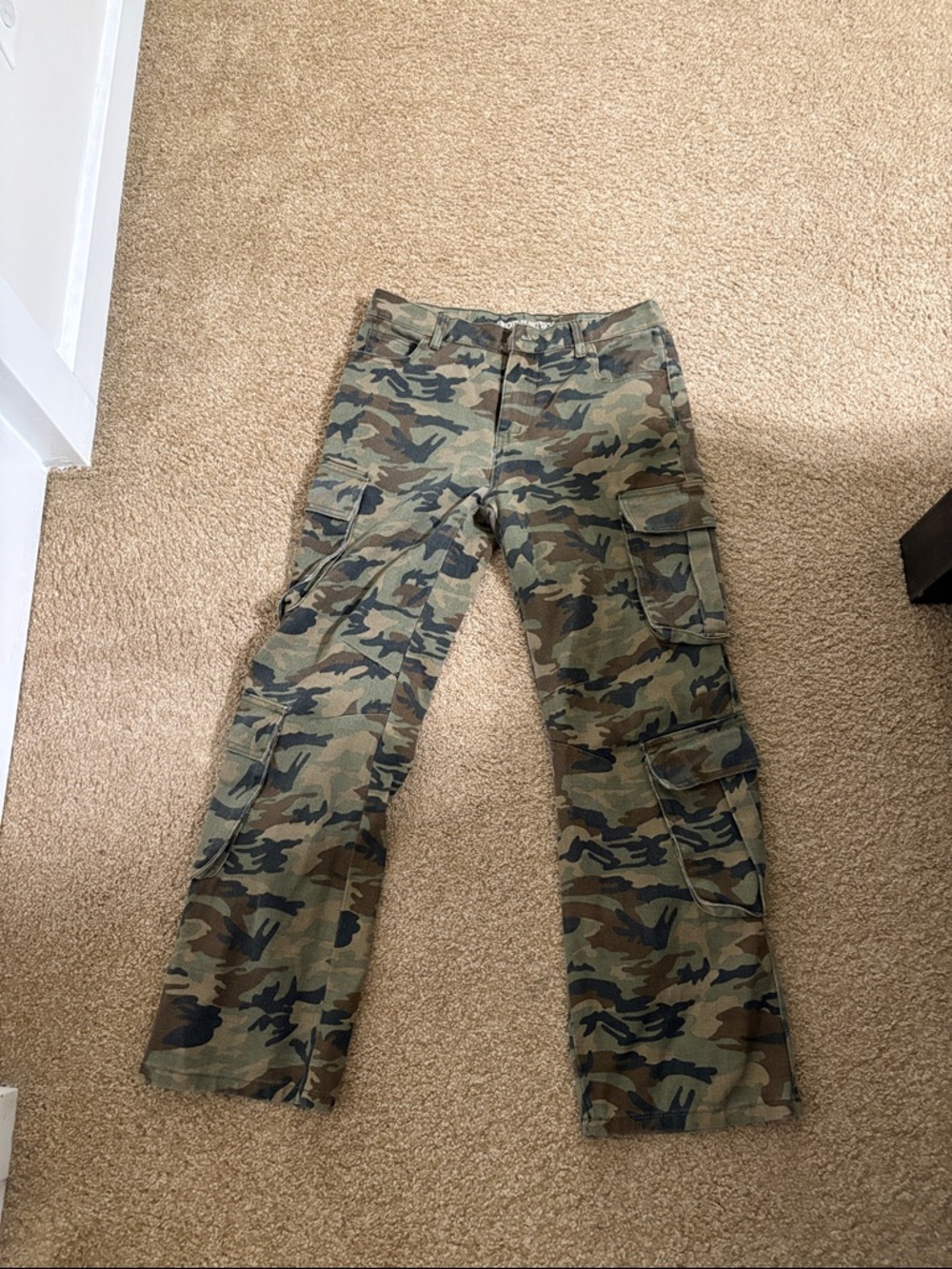 Men's Camo Cargo Pants - Green Brown Woodland Print
